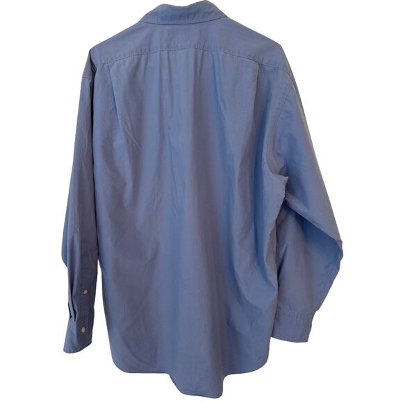 Ralph Lauren Big Button Down Shirt 16 34/35 Blue 100% Cotton Long Sleeve FLAW - Picture 2 of 6
